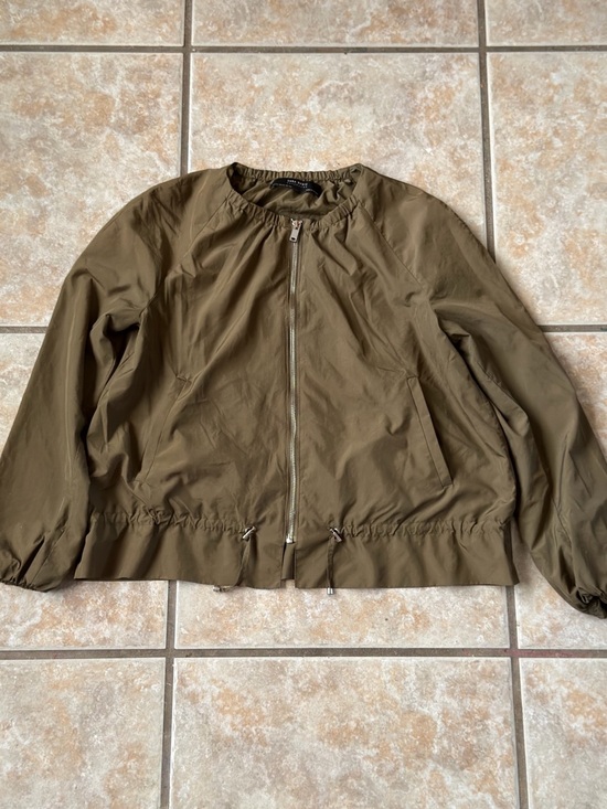 Zara Jackets & Blazers - Zara Basic Lightweight Drawstring Waist Bomber Jacket Olive Green